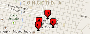 Mapa de alojamientos de Concordia